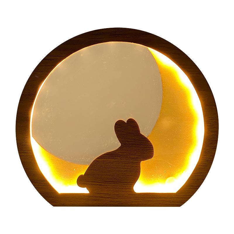 胡桃木小夜灯-半圆月