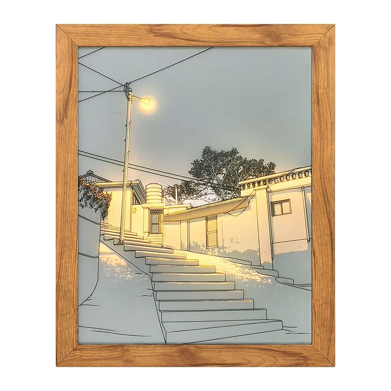 灯光画-路灯下的阶梯