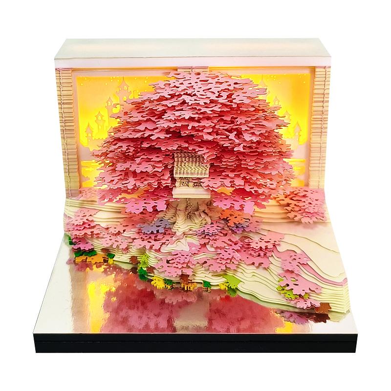 3D光影纸雕便签本 花海树岛