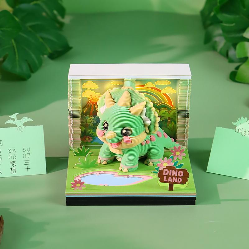 趣味三角龙3D纸雕日历便签本