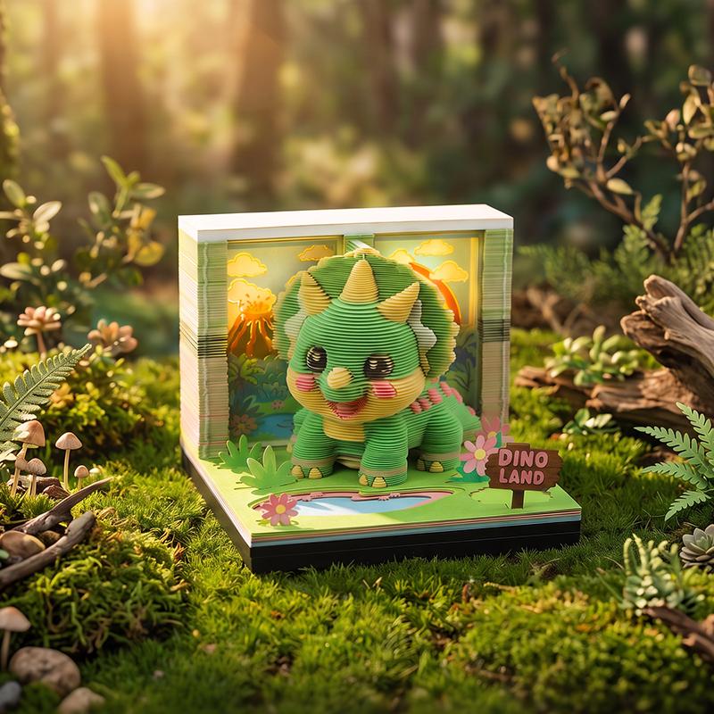 趣味三角龙3D纸雕日历便签本