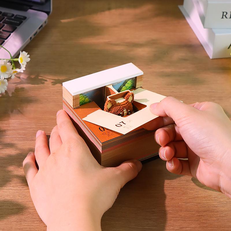 像素柯基3D纸雕日历便签本