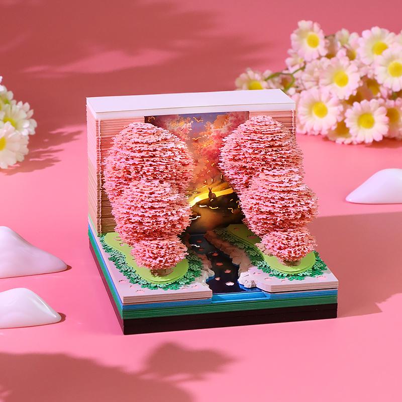 桃花林3D纸雕日历便签
