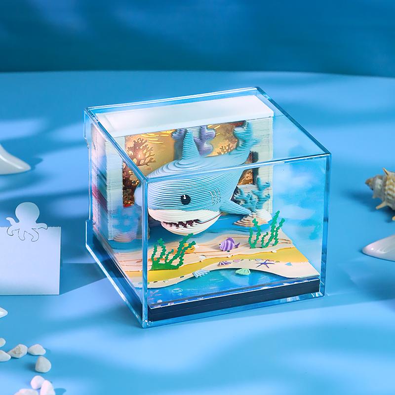 海洋萌鲨3D纸雕日历便签